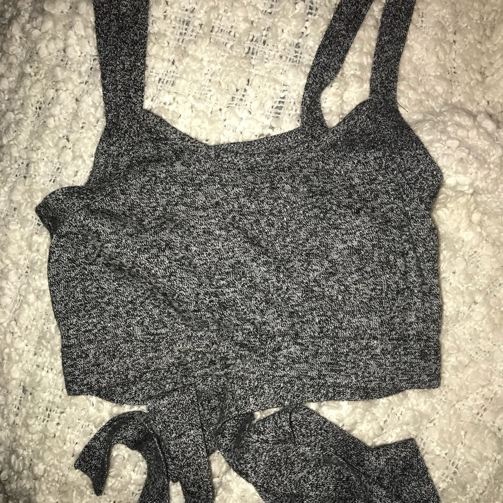 Marled Grey Aerie Wrap Crop Top